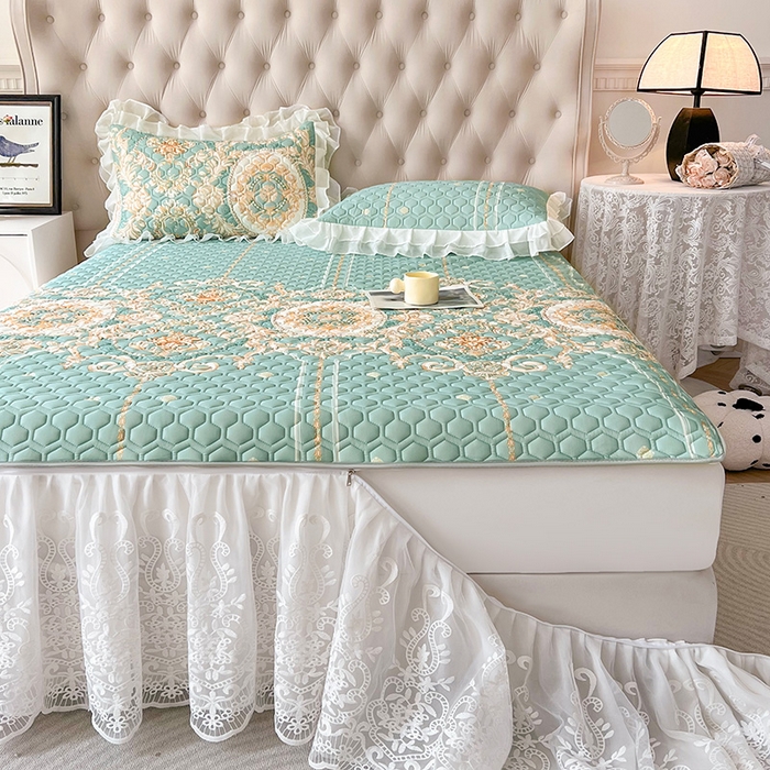 91家纺网 家纺一手货源 找家纺 虹星家纺 2024新款凉感丝印花可拆床裙套件-三件套 悠情假日