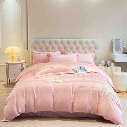 爱家 2024新款雪莲天丝四件套-郁金香 郁金香-公主粉