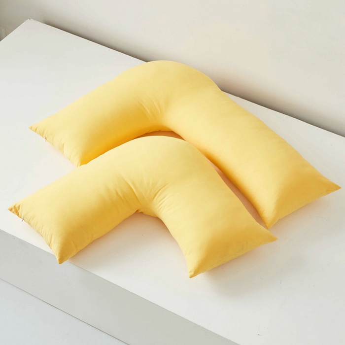91家纺网 家纺一手货源 找家纺 星芯合家纺 2024新款懒床熟睡陪伴抱枕L型 纯色款 L型多功能软枕 黄