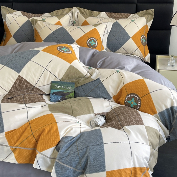 91家纺网 家纺一手货源 找家纺 7V 2024新款轻奢13376纯棉全棉喷气四件套 卡洛