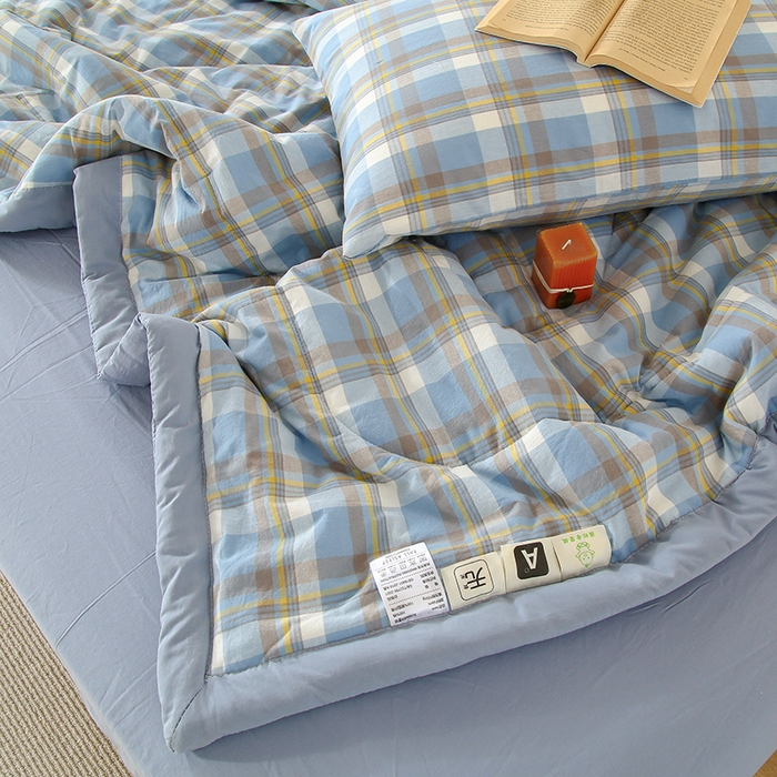 91家纺网 家纺一手货源 找家纺 迪乐妮家居 2024新款色织全棉夏被四件套 莫妮兰