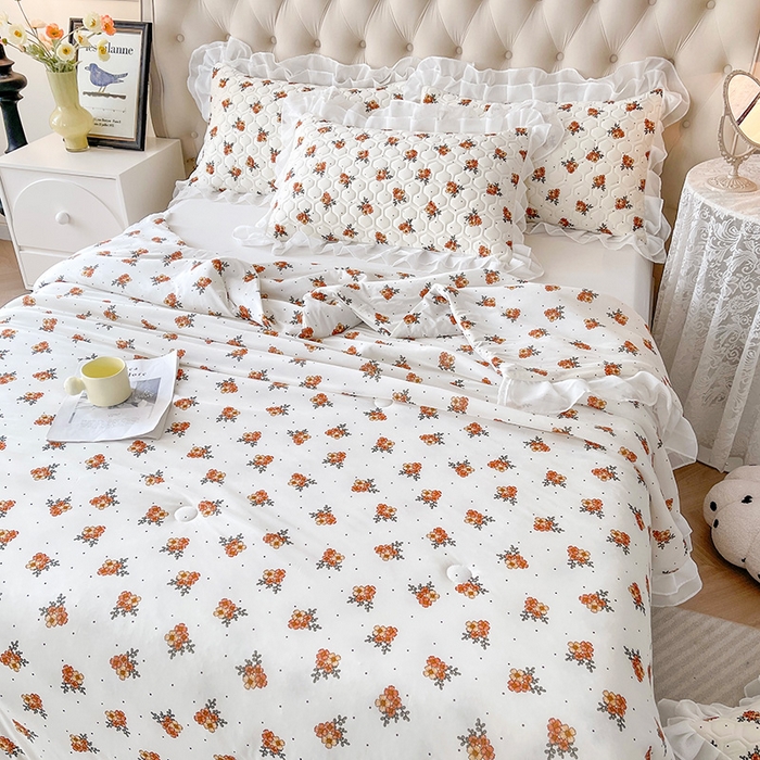 91家纺网 家纺一手货源 找家纺 虹星家纺 2024新款凉感丝印花可拆床裙套件-夏被凉席四件套 繁花集序