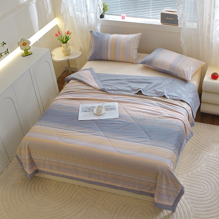 91家纺网 家纺一手货源 找家纺 金柚子2024新款全棉印花夏凉被 网络时代-灰