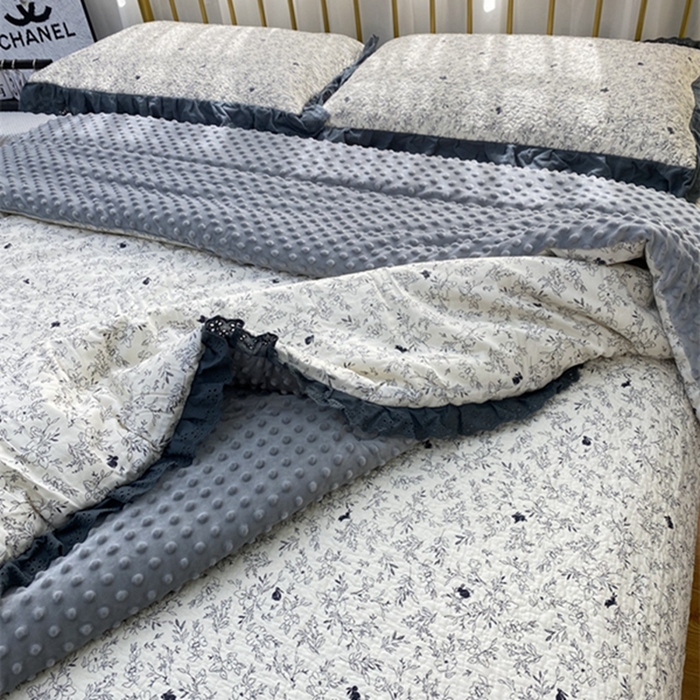 91家纺网 家纺一手货源 找家纺 暖居 2024新款豆豆被四件套 南法假日
