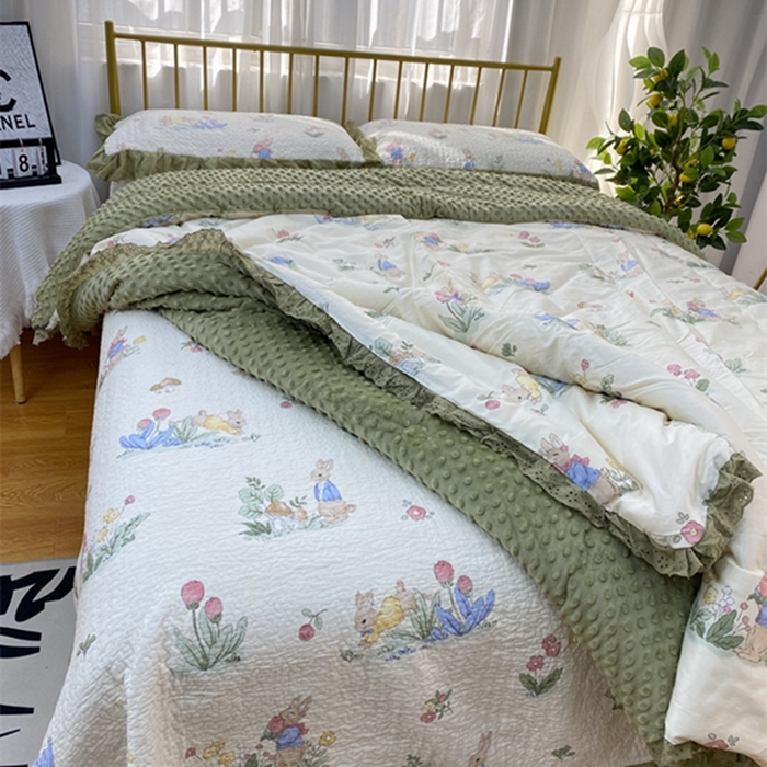 91家纺网 家纺一手货源 找家纺 暖居 2024新款豆豆被四件套 幸运兔