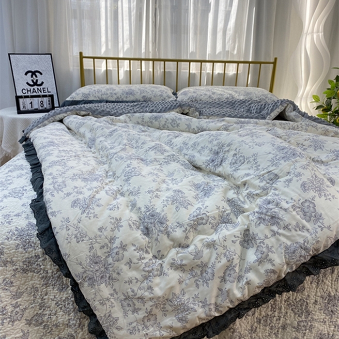 91家纺网 家纺一手货源 找家纺 暖居 2024新款豆豆被四件套 白山茶