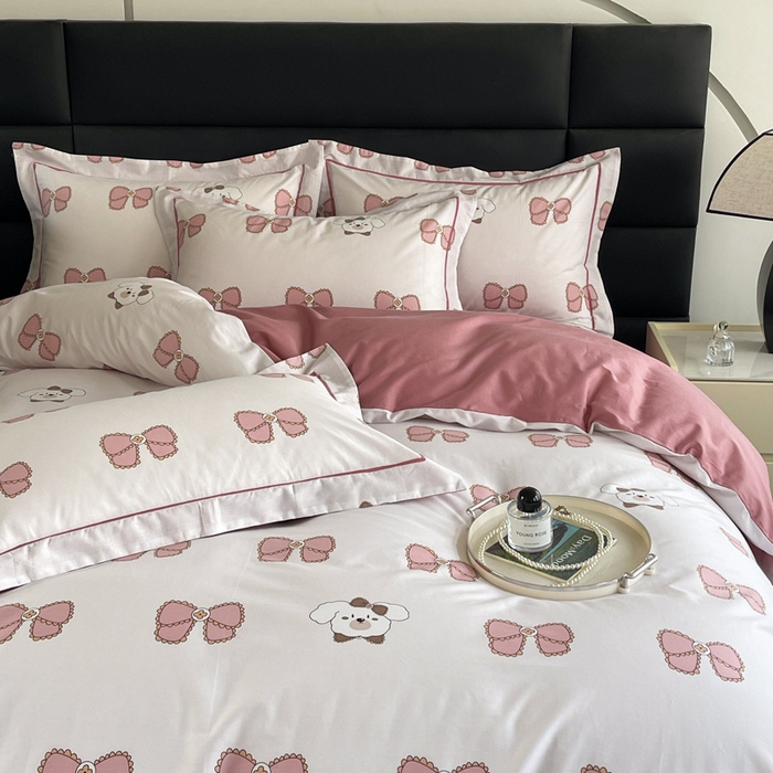 91家纺网 家纺一手货源 找家纺 7V 2024新款轻奢13376纯棉全棉喷气四件套 可爱萌宠