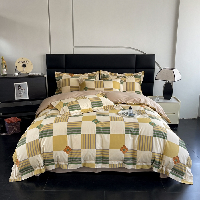 91家纺网 家纺一手货源 找家纺 7V 2024新款轻奢13376纯棉全棉喷气四件套 映彩