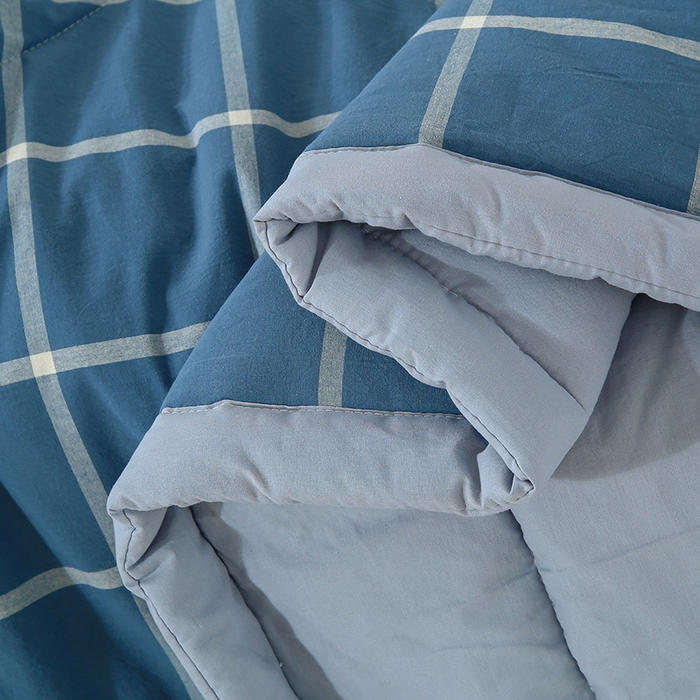 91家纺网 家纺一手货源 找家纺 迪乐妮家居 2024新款色织全棉夏被四件套 海蓝格