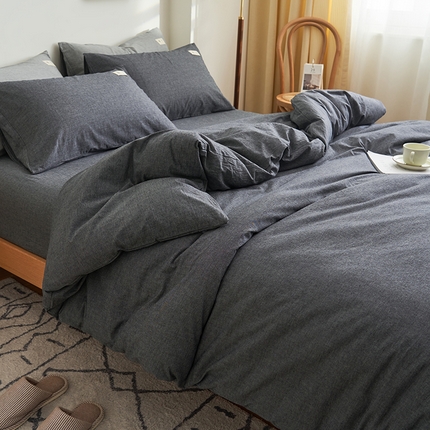 21度C 2024新款全棉水洗棉四件套 洛卡-深灰