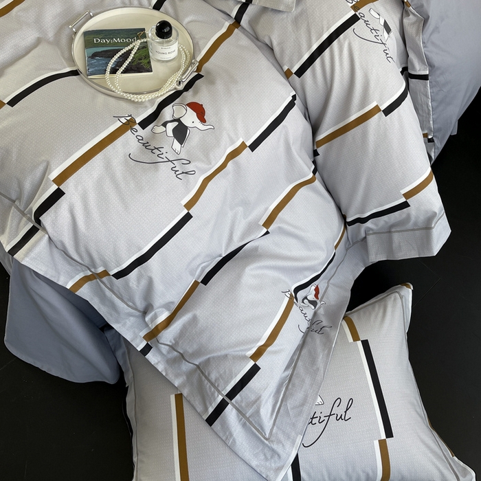 91家纺网 家纺一手货源 找家纺 7V 2024新款轻奢13376纯棉全棉喷气四件套 奔奔象