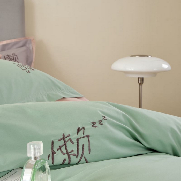 91家纺网 家纺一手货源 找家纺 LADY COCO 2024新款全棉翻盖式三边拉链四件套-东方好棉懒福系列 羽翠韵