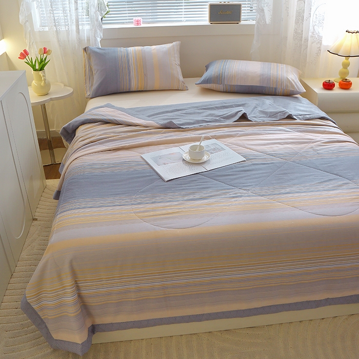 91家纺网 家纺一手货源 找家纺 金柚子2024新款全棉印花夏凉被 网络时代-灰