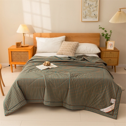 91家纺网 家纺一手货源 找家纺 （总）21度C 2024新款A类全棉色织水洗棉棉花夏被