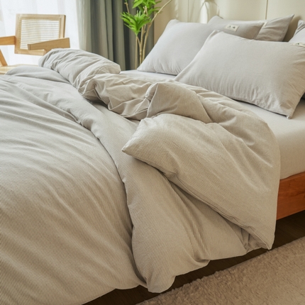 21度C 2024新款全棉水洗棉四件套 密条灰