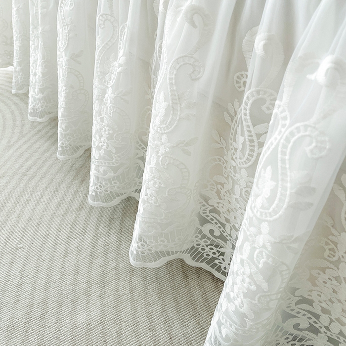 91家纺网 家纺一手货源 找家纺 虹星家纺 2024新款凉感丝印花可拆床裙套件-三件套 初禾绿