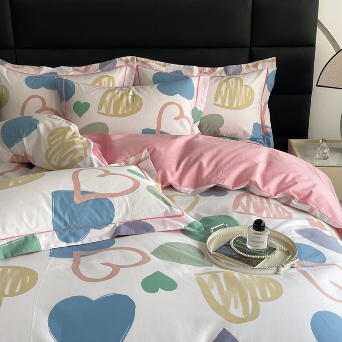 91家纺网 家纺一手货源 找家纺 7V 2024新款轻奢13376纯棉全棉喷气四件套 丝丝心动