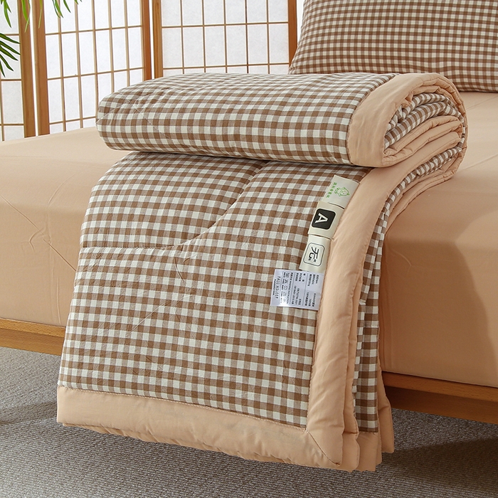 91家纺网 家纺一手货源 找家纺 迪乐妮家居 2024新款色织全棉夏被四件套 米小格