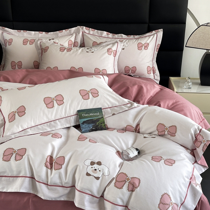 91家纺网 家纺一手货源 找家纺 7V 2024新款轻奢13376纯棉全棉喷气四件套 可爱萌宠