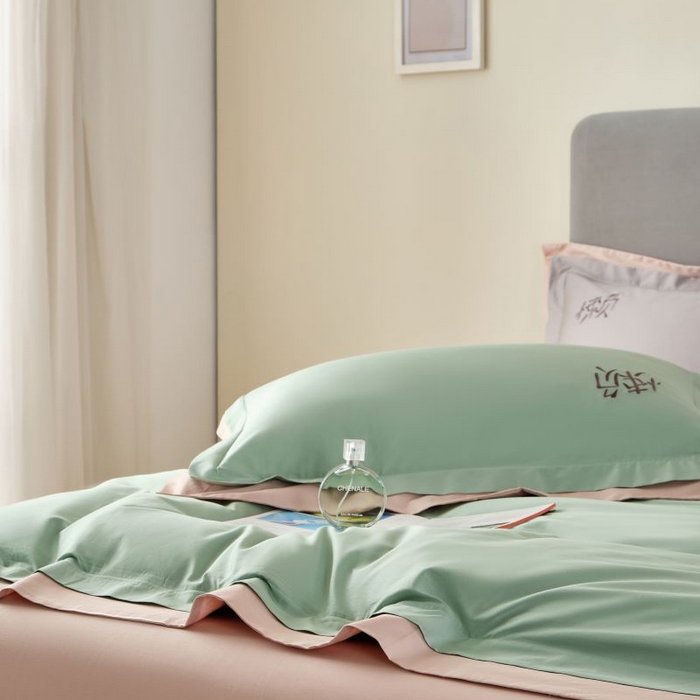 91家纺网 家纺一手货源 找家纺 LADY COCO 2024新款全棉翻盖式三边拉链四件套-东方好棉懒福系列 羽翠韵