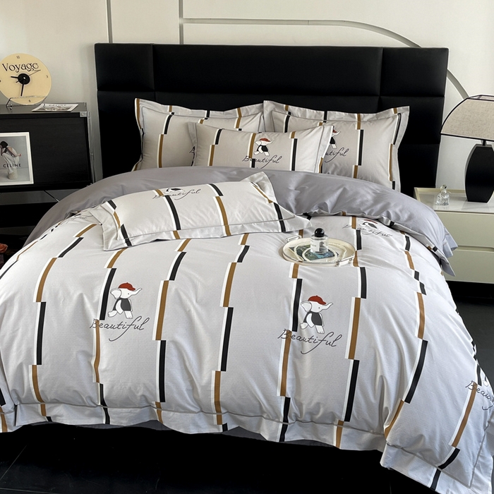 91家纺网 家纺一手货源 找家纺 7V 2024新款轻奢13376纯棉全棉喷气四件套 奔奔象