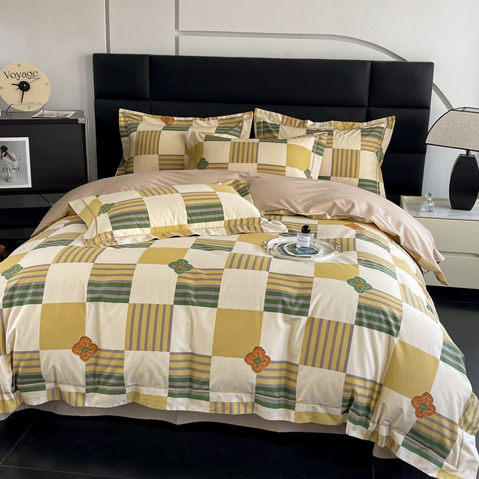 91家纺网 家纺一手货源 找家纺 7V 2024新款轻奢13376纯棉全棉喷气四件套 映彩