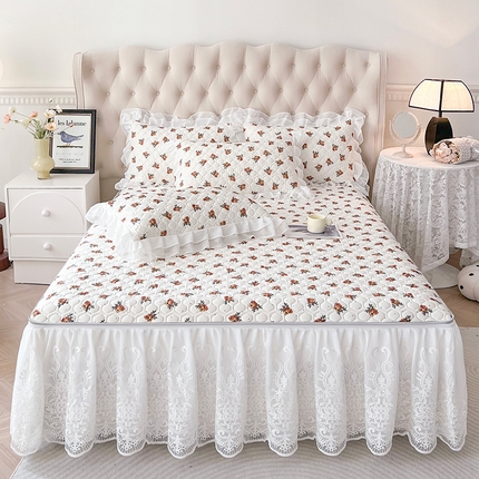 91家纺网 家纺一手货源 找家纺 （总）虹星家纺 2024新款凉感丝印花可拆床裙套件-三件套