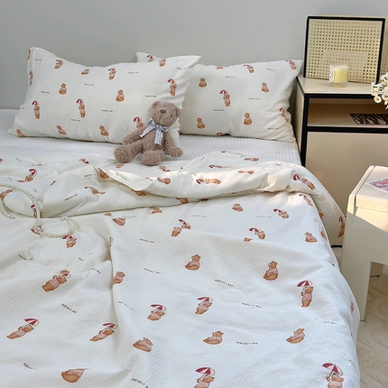 91家纺网 家纺一手货源 找家纺 （总）TT.one 塔塔家居 2025新款有氧泡泡棉云朵皱皱棉小花边夏被