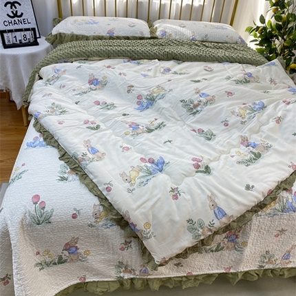 91家纺网 家纺一手货源 找家纺 暖居 2024新款豆豆被四件套 幸运兔