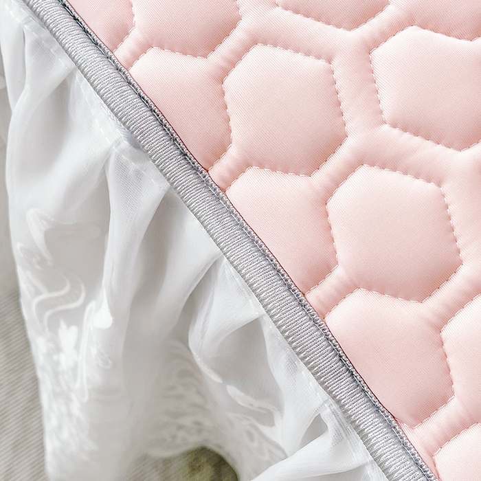 91家纺网 家纺一手货源 找家纺 虹星家纺 2024新款凉感丝印花可拆床裙套件-三件套 仙女粉