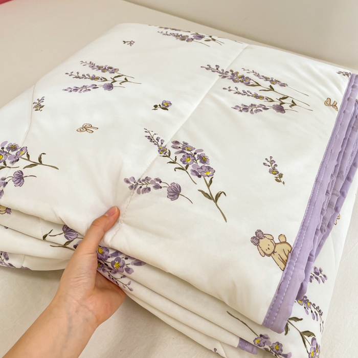 91家纺网 家纺一手货源 找家纺 美梦里 2024新款凉豆豆夏被空调被印花卡通库洛米夏凉被子 熏衣紫小狗