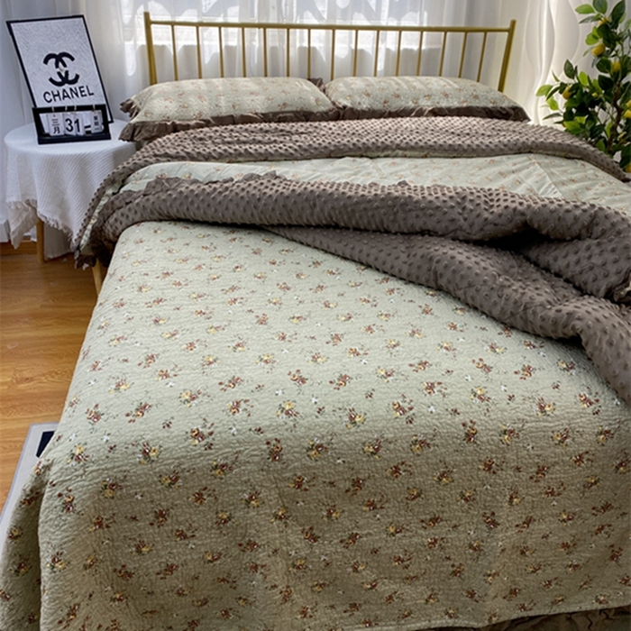 91家纺网 家纺一手货源 找家纺 暖居 2024新款豆豆被四件套 摩卡