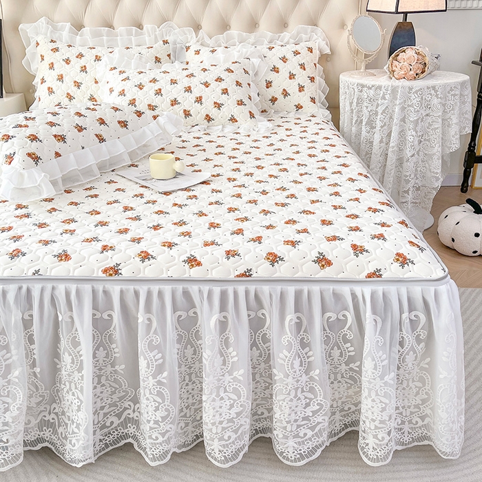 91家纺网 家纺一手货源 找家纺 虹星家纺 2024新款凉感丝印花可拆床裙套件-三件套 繁花集序