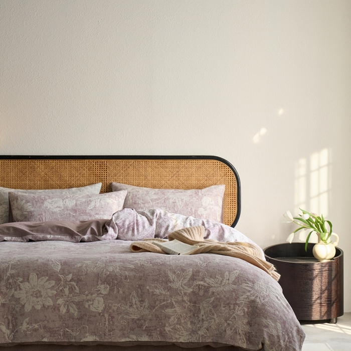 91家纺网 家纺一手货源 找家纺 安莱生活 2025新款蔷薇物语色织双层纱大提花基础款四件套 蔷薇物语-雾霾紫