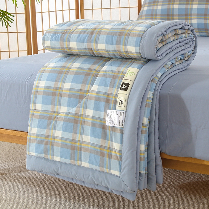 91家纺网 家纺一手货源 找家纺 迪乐妮家居 2024新款色织全棉夏被四件套 莫妮兰