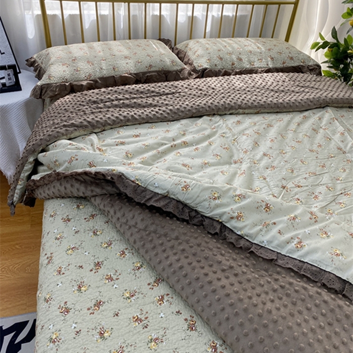 91家纺网 家纺一手货源 找家纺 暖居 2024新款豆豆被四件套 摩卡