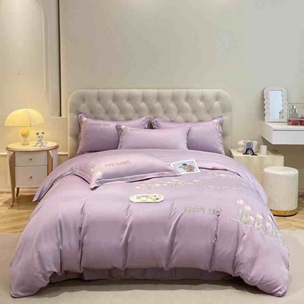 爱家 2024新款雪莲天丝四件套-郁金香 郁金香-梦幻紫