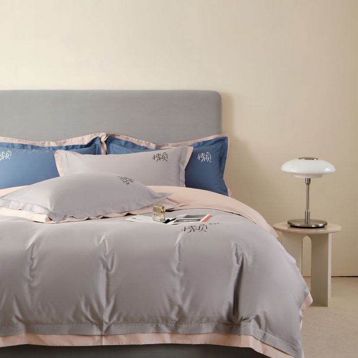 91家纺网 家纺一手货源 找家纺 LADY COCO 2024新款全棉翻盖式三边拉链四件套-东方好棉懒福系列 轻纱灰