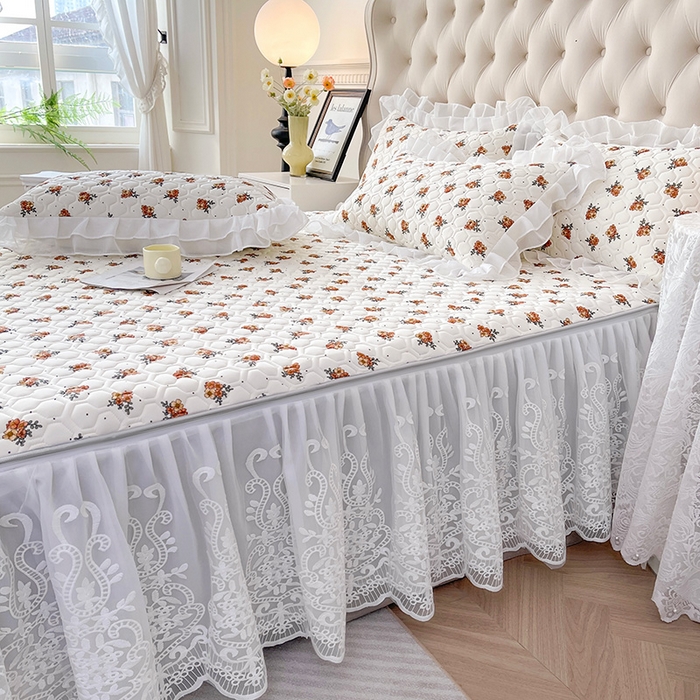 91家纺网 家纺一手货源 找家纺 虹星家纺 2024新款凉感丝印花可拆床裙套件-三件套 繁花集序