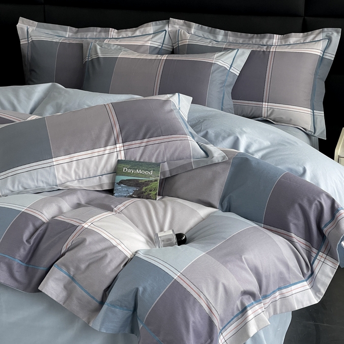 91家纺网 家纺一手货源 找家纺 7V 2024新款轻奢13376纯棉全棉喷气四件套 嘉宇格-蓝