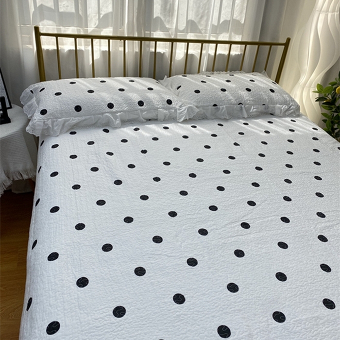 91家纺网 家纺一手货源 找家纺 暖居 2024新款豆豆被四件套 波点白