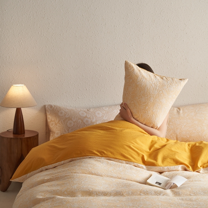 91家纺网 家纺一手货源 找家纺 （总）安莱生活 2024新款绾绾色织双层纱大提花基础款四件套