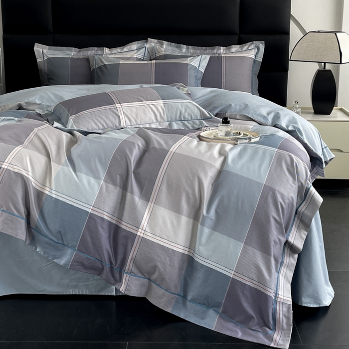 91家纺网 家纺一手货源 找家纺 7V 2024新款轻奢13376纯棉全棉喷气四件套 嘉宇格-蓝