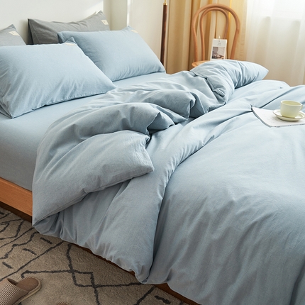 21度C 2024新款全棉水洗棉四件套 洛卡蓝