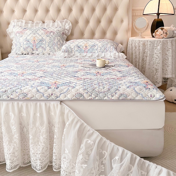 91家纺网 家纺一手货源 找家纺 虹星家纺 2024新款凉感丝印花可拆床裙套件-三件套 迷幻时空