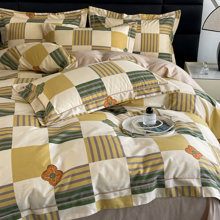 91家纺网 家纺一手货源 找家纺 7V 2024新款轻奢13376纯棉全棉喷气四件套 映彩