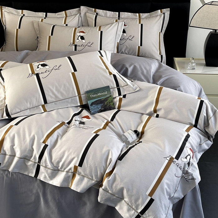 91家纺网 家纺一手货源 找家纺 7V 2024新款轻奢13376纯棉全棉喷气四件套 奔奔象