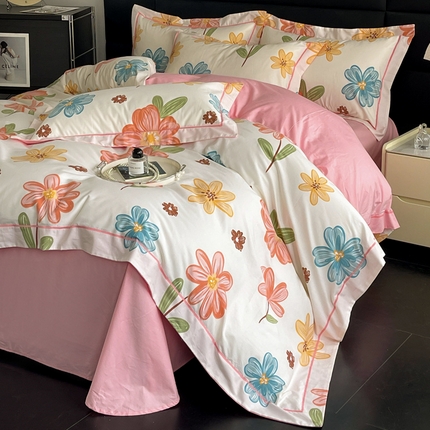 91家纺网 家纺一手货源 找家纺 （总）7V 2024新款轻奢13376纯棉全棉喷气四件套