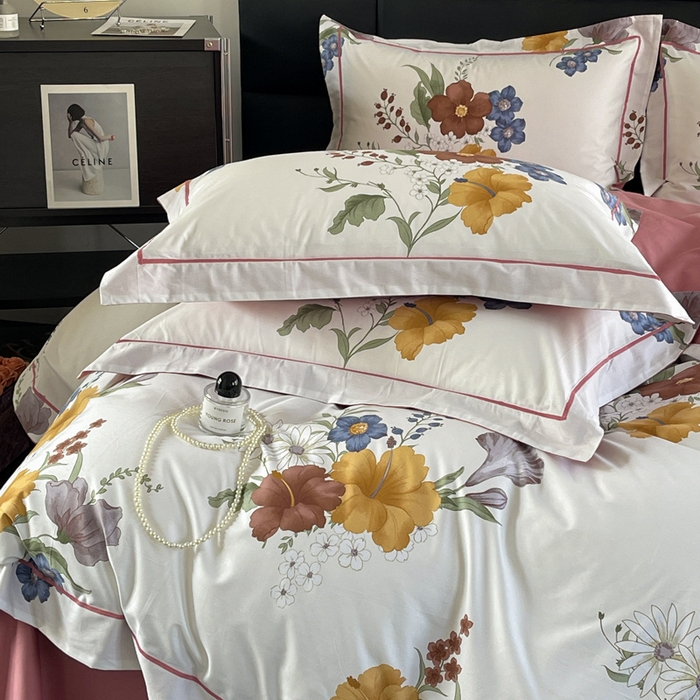 91家纺网 家纺一手货源 找家纺 7V 2024新款轻奢13376纯棉全棉喷气四件套 兰黛-米