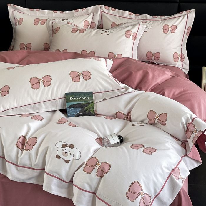 91家纺网 家纺一手货源 找家纺 7V 2024新款轻奢13376纯棉全棉喷气四件套 可爱萌宠